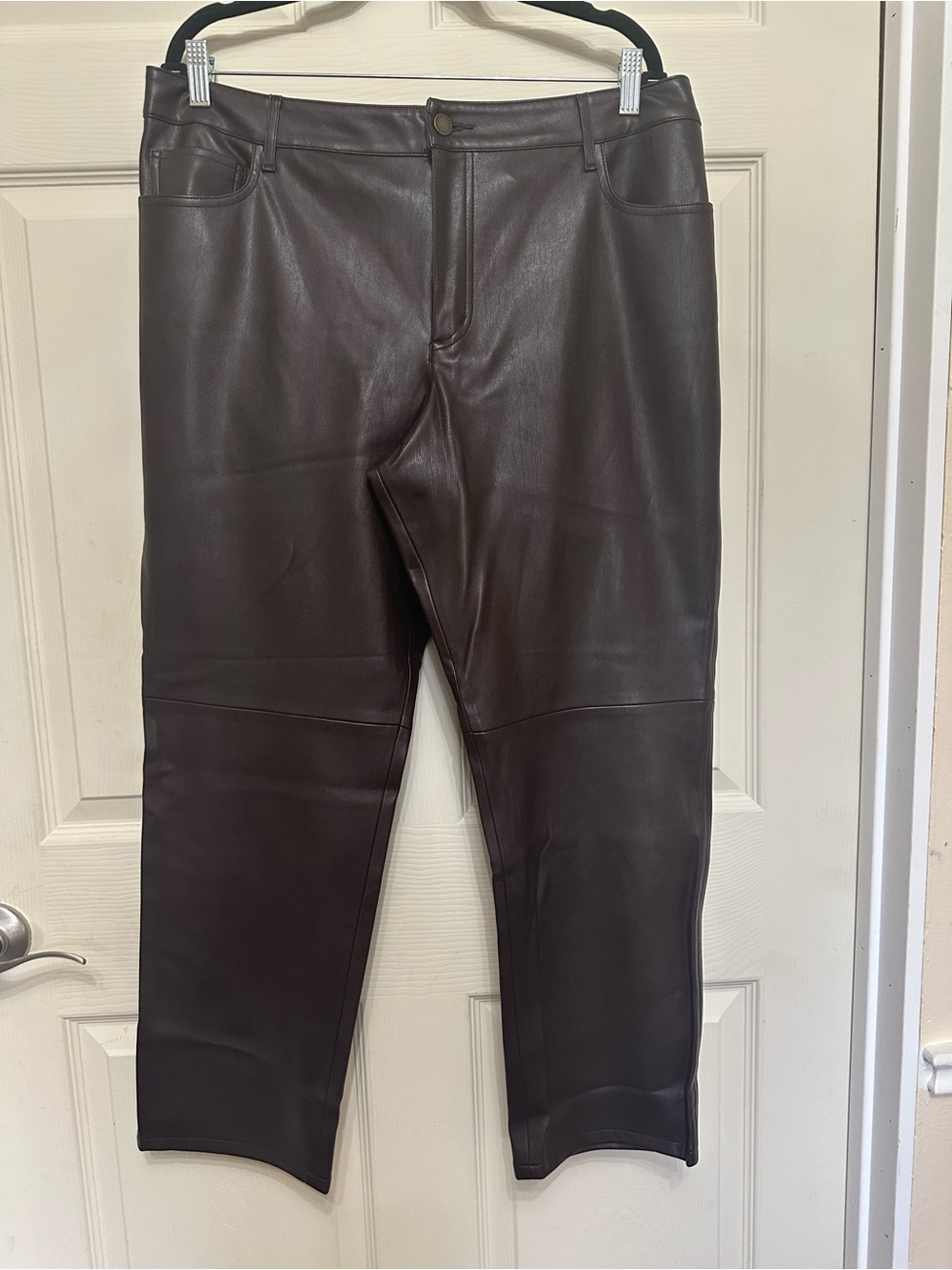 Women’s Brown Faux Leather-Style pant- Classic Casual Fit